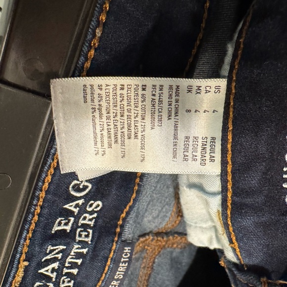 American Eagle Super Low Jeggings Blue Jeans Denim Women Size 4  Distressed - Picture 13 of 14